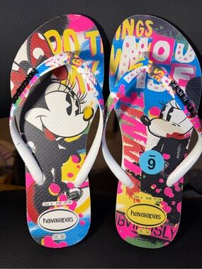 Havaianas Flip Flops Sandals Disney Minnie Mouse Women’s sz 6 US EU 37/38 New